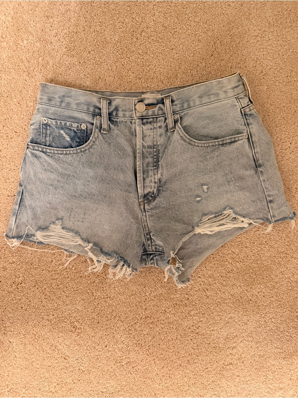 Z Supply Light Blue Distressed Denim Cutoff Shorts